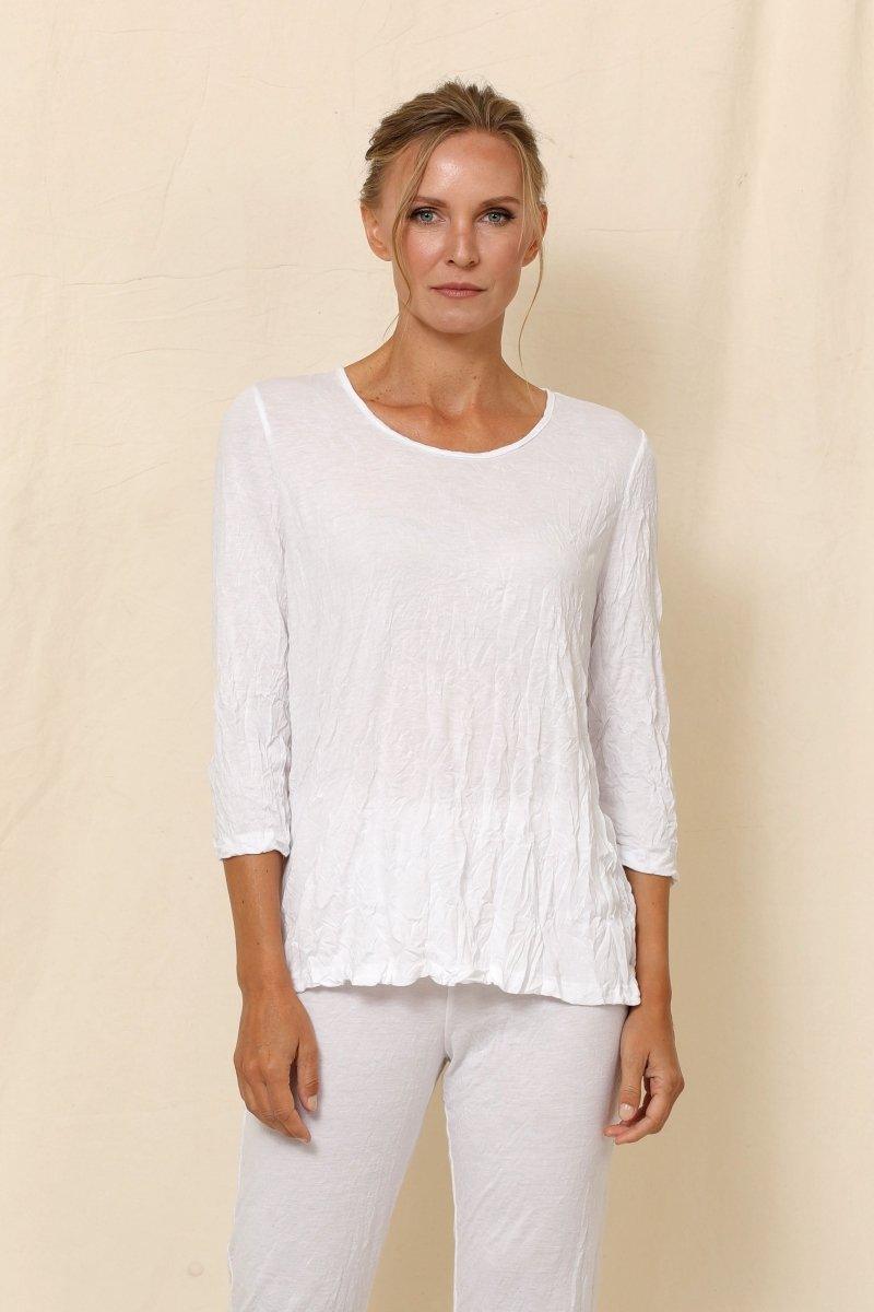 3/4 Sleeve Basic Crinkle Top - C2100 - Chalet Et Ceci