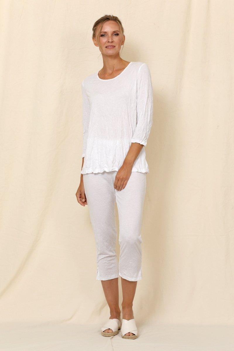 3/4 Sleeve Basic Crinkle Top - C2100 - Chalet Et Ceci
